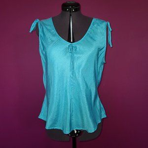 Silk & Cotton Turquoise Tank L